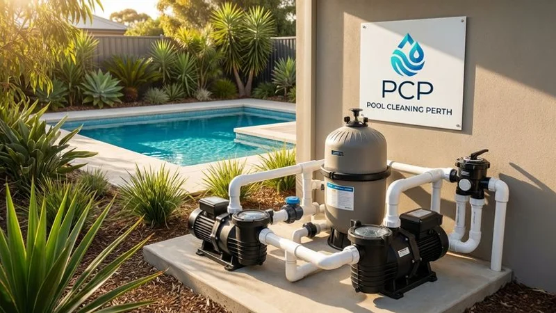 Well maintained pool equipment setup with clean pump area and good ventilation in Perth backyard